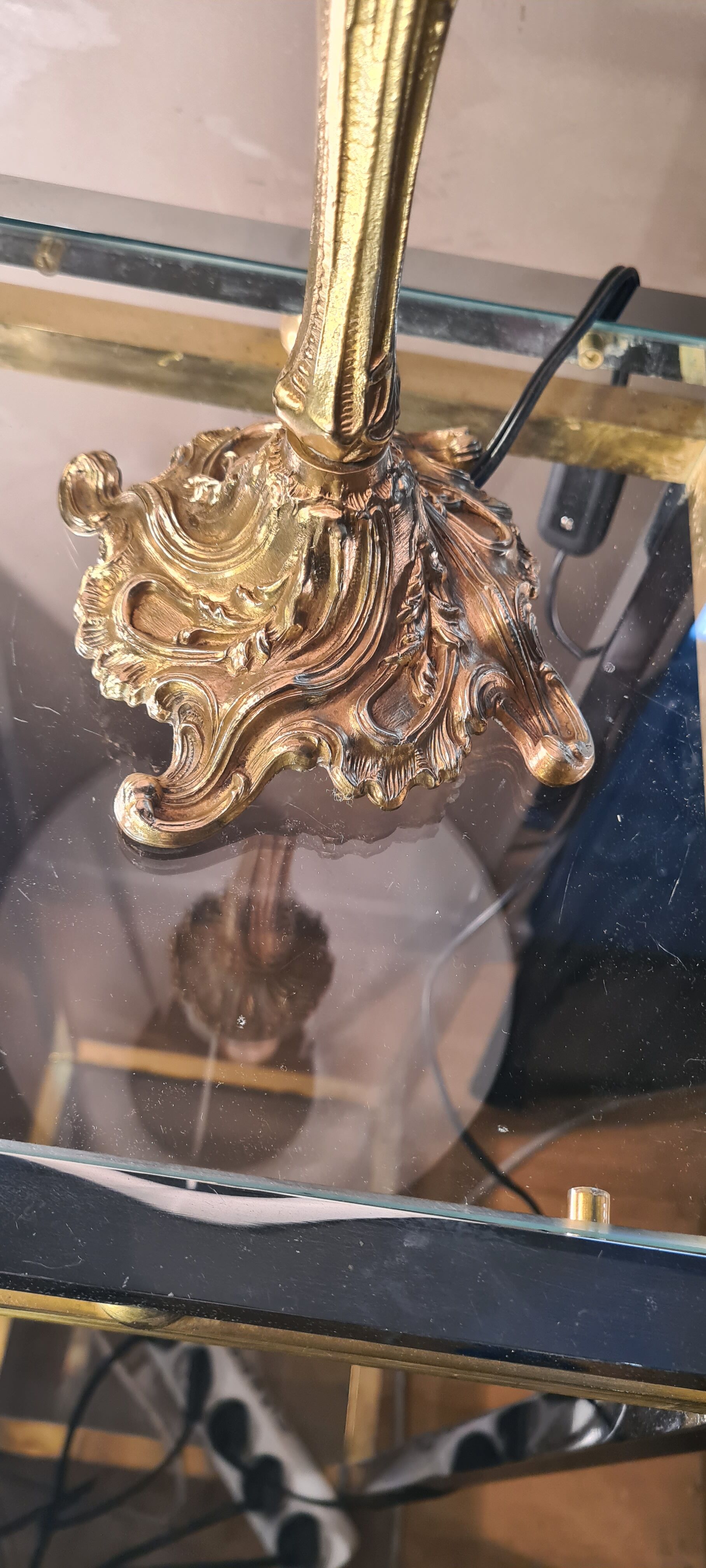 Bronze lamp rocaille style, 38x20, electricity to standard