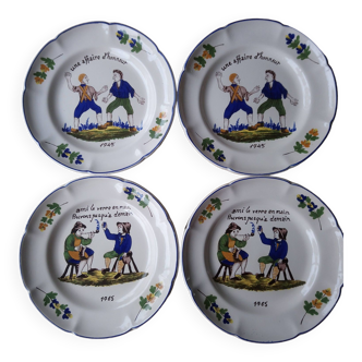 Ensemble de 4 assiettes parlantes en porcelaine saint clément