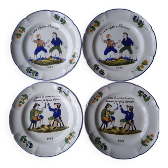 Set of 4 speaking plates in Saint Clement porcelain