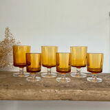 6 LUMINARC amber "rider" glasses