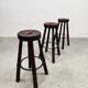 Vintage Spanish leather barstools 'Brutalism'