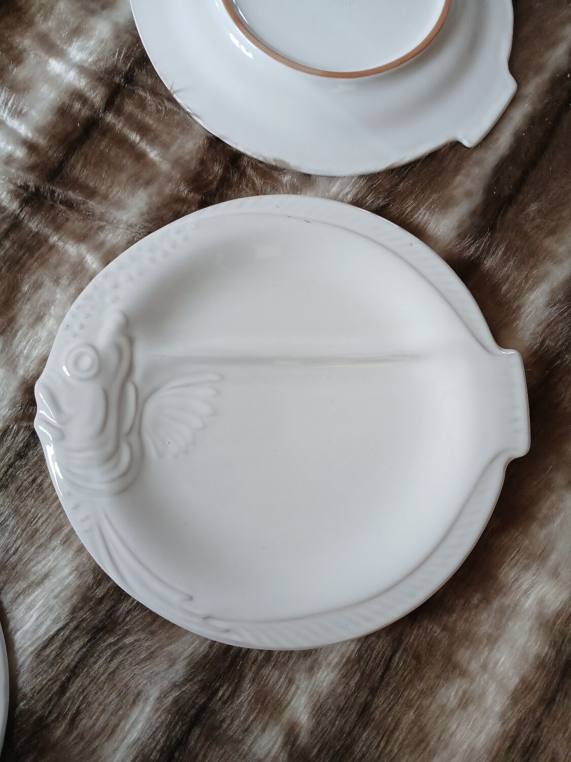 12 flat plates in earthenware/fish