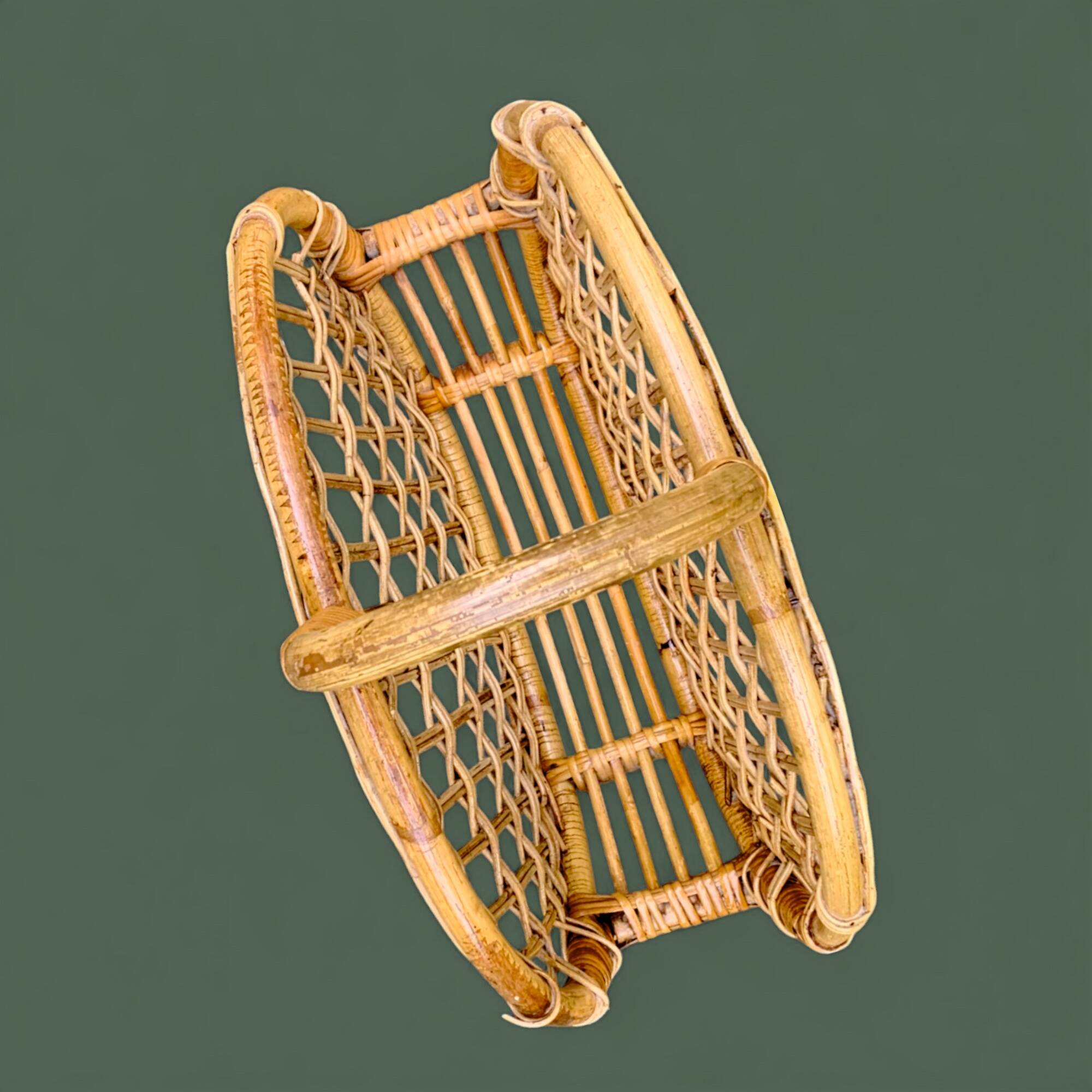 Vintage bamboo and wicker magazine rack