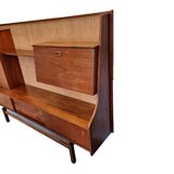Vintage Teak Wooden Wall Cabinet/highboard With Bar, 1960s