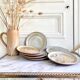7 assiettes à dessert en grès
