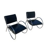 2 Fauteuils Design en métal chromé, 1980