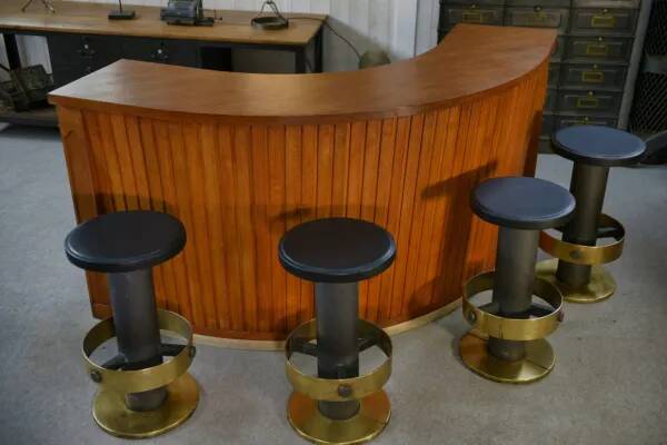 1950s curved oak counter/bar