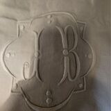 Old sheet mestizo linen cotton monogram JB 200 x 310 cm