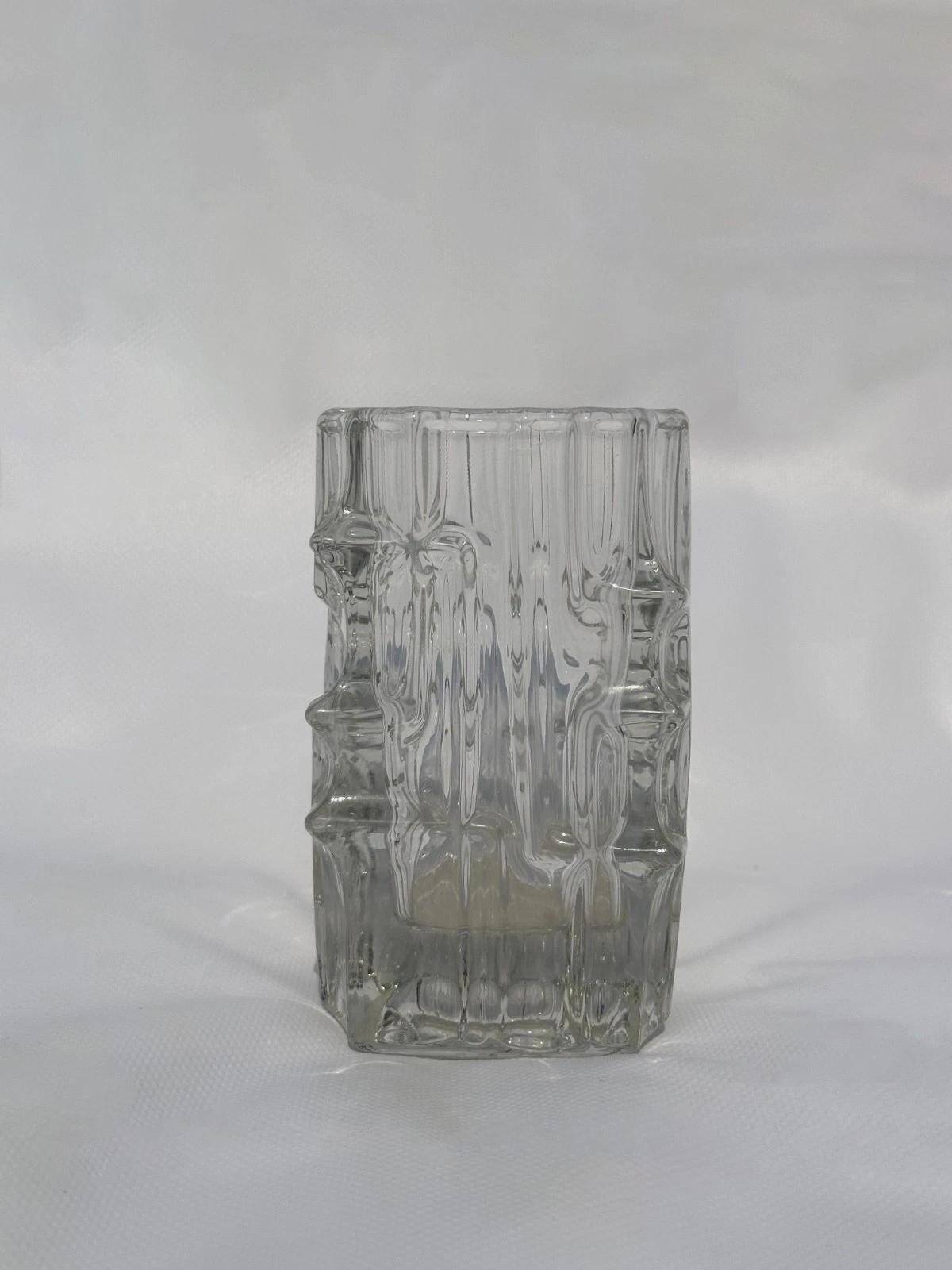 Vladislav Urban pressed glass vase for Rosice, Sklo Union, 1960s