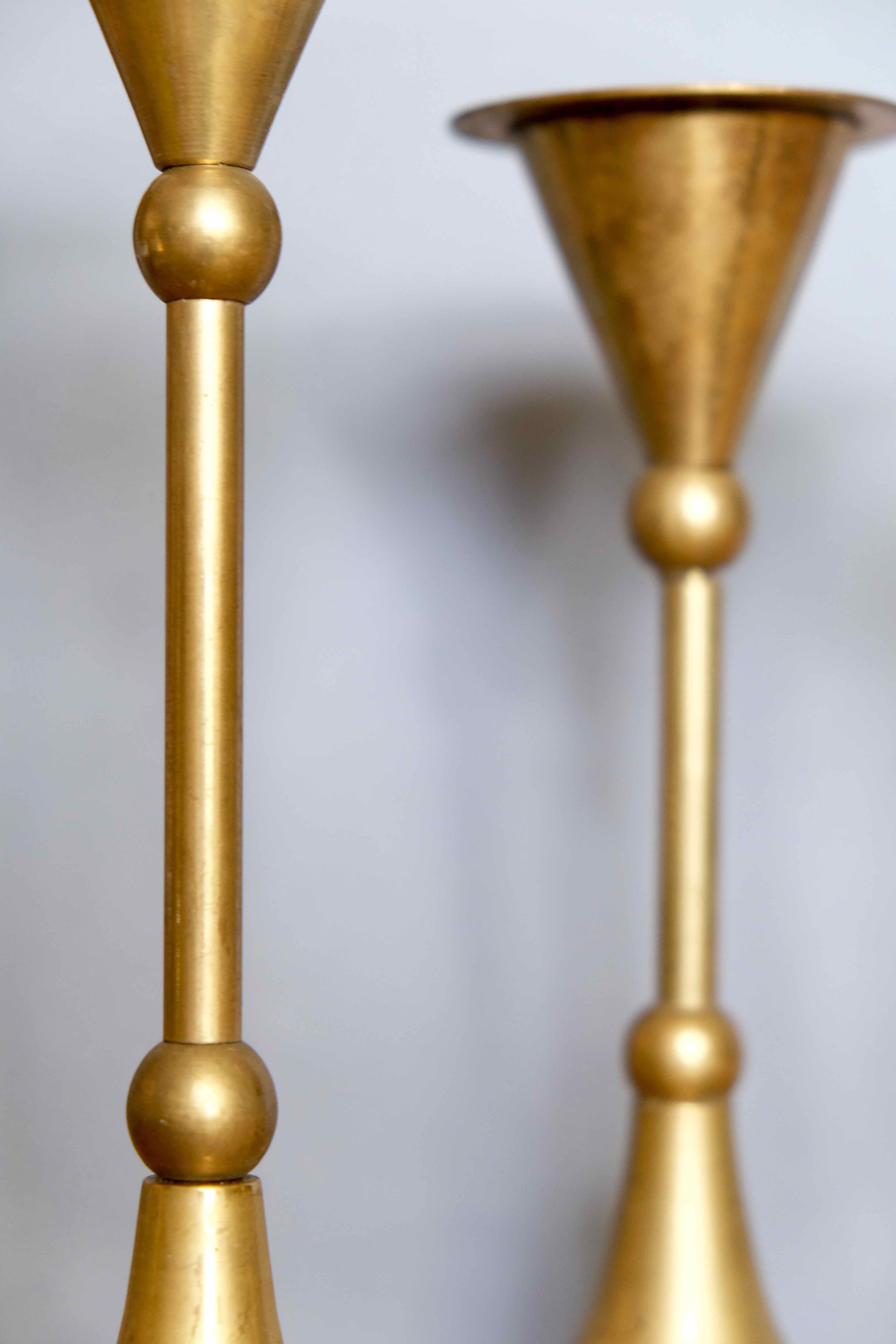 Set of 4 massive brass candlestick vintage