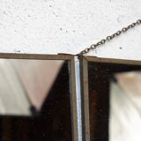 Small metal triptych mirror 42x15cm