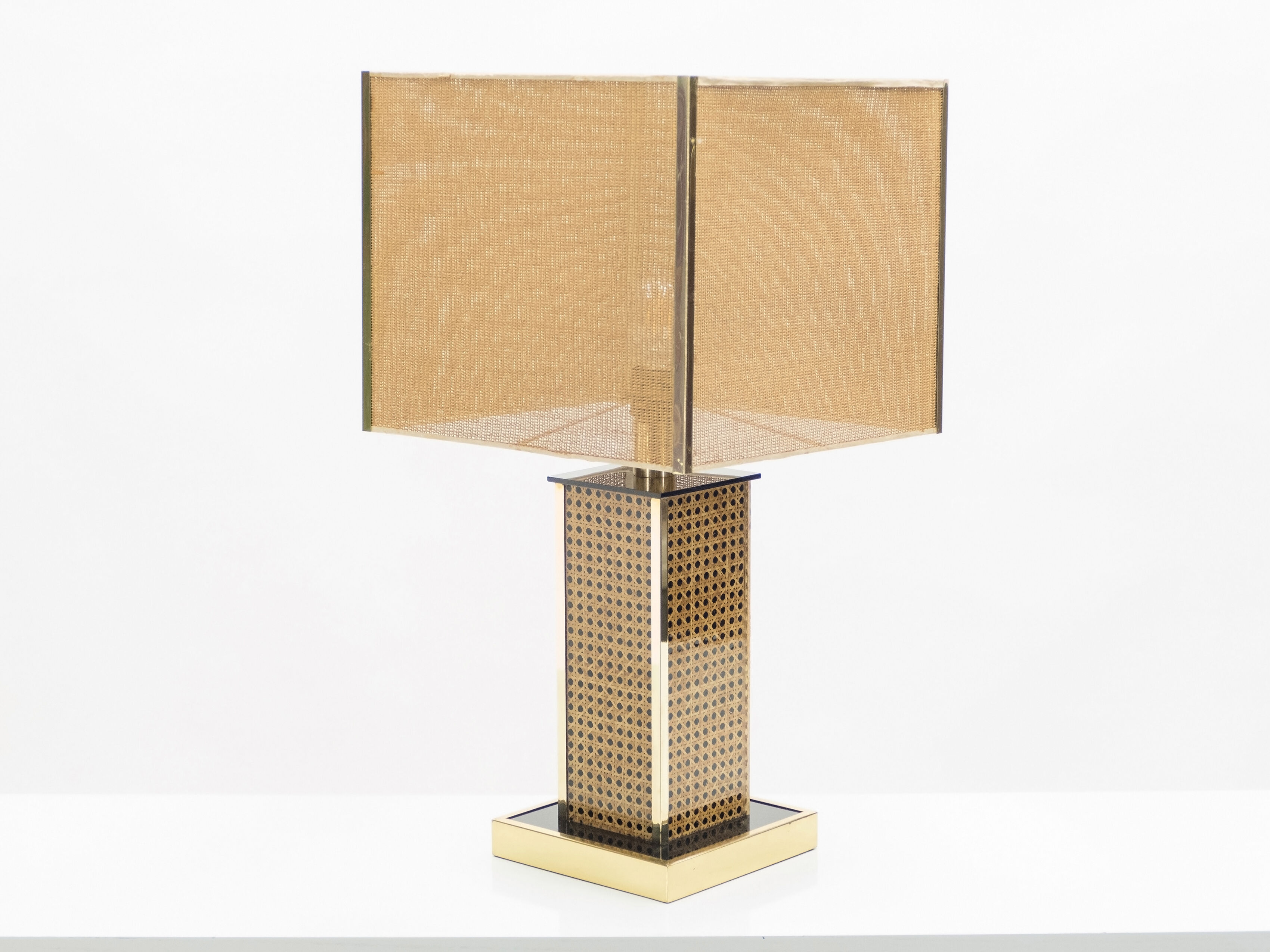 Italian brass and canning lamp, 1970