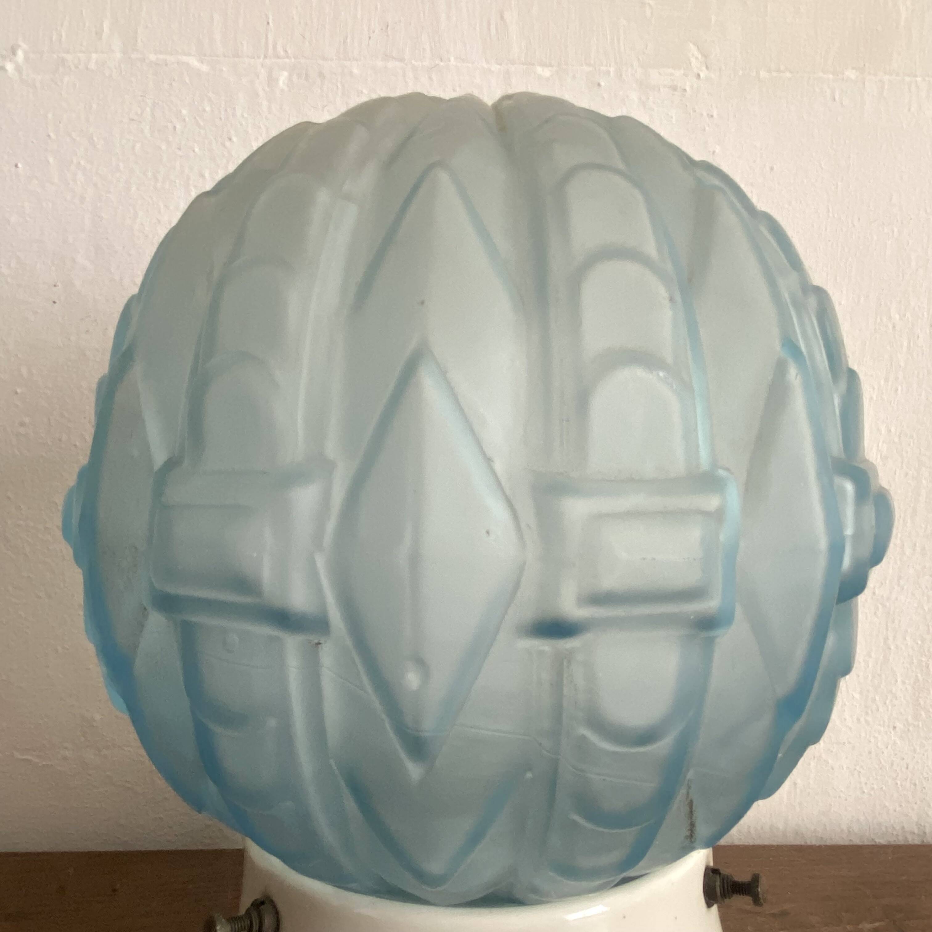 Art Deco glass and porcelain ball ceiling light