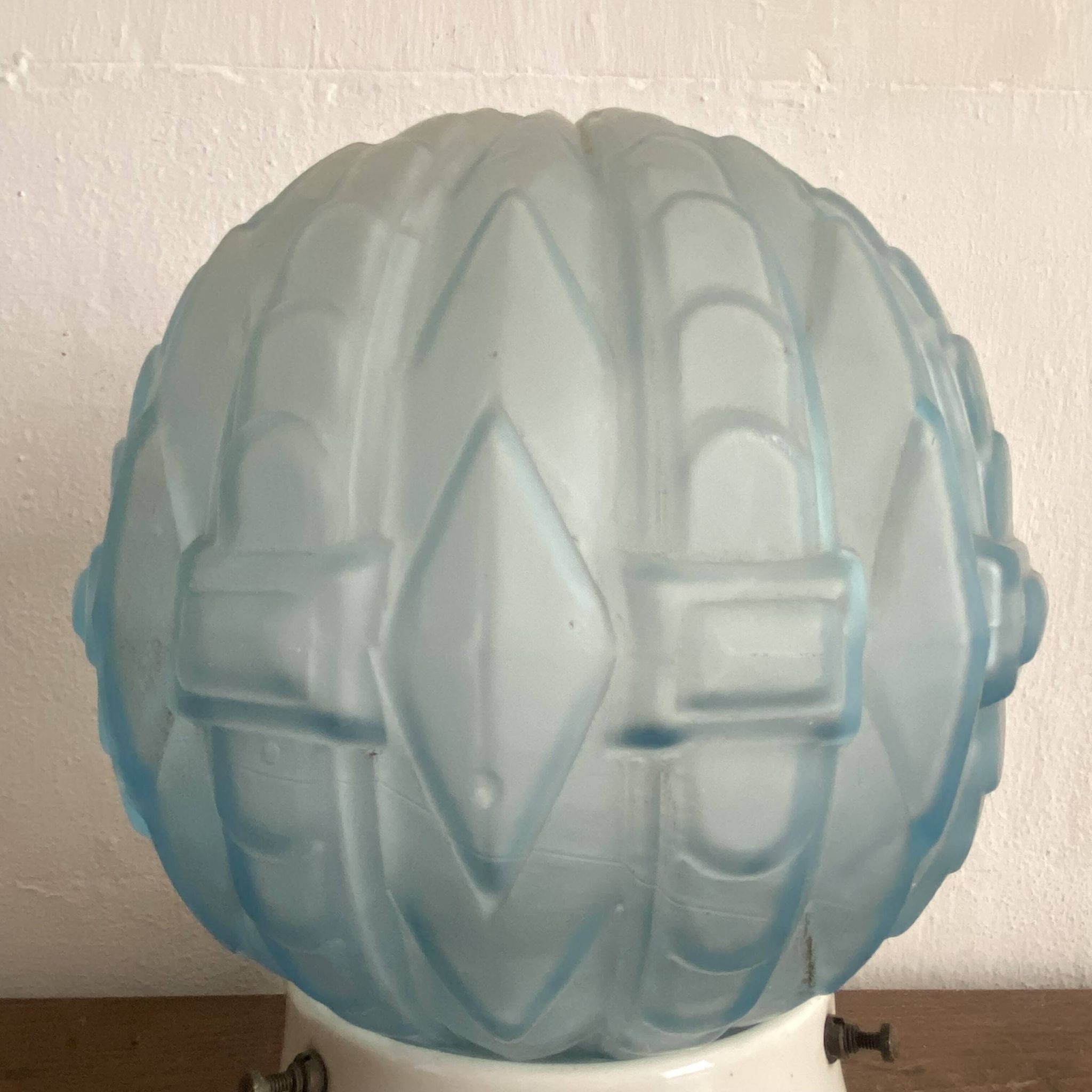 Art Deco glass and porcelain ball ceiling light