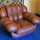Large Italian leather lounge chair, 1970s