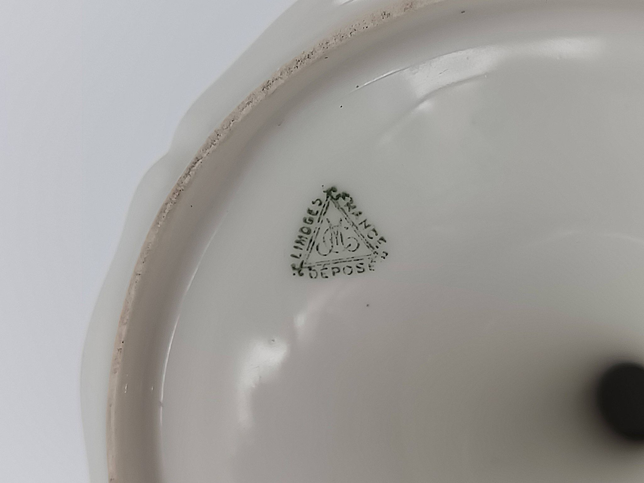 Footed Cup Servant in Limoges Porcelain Floral Decoration Gold Gilding