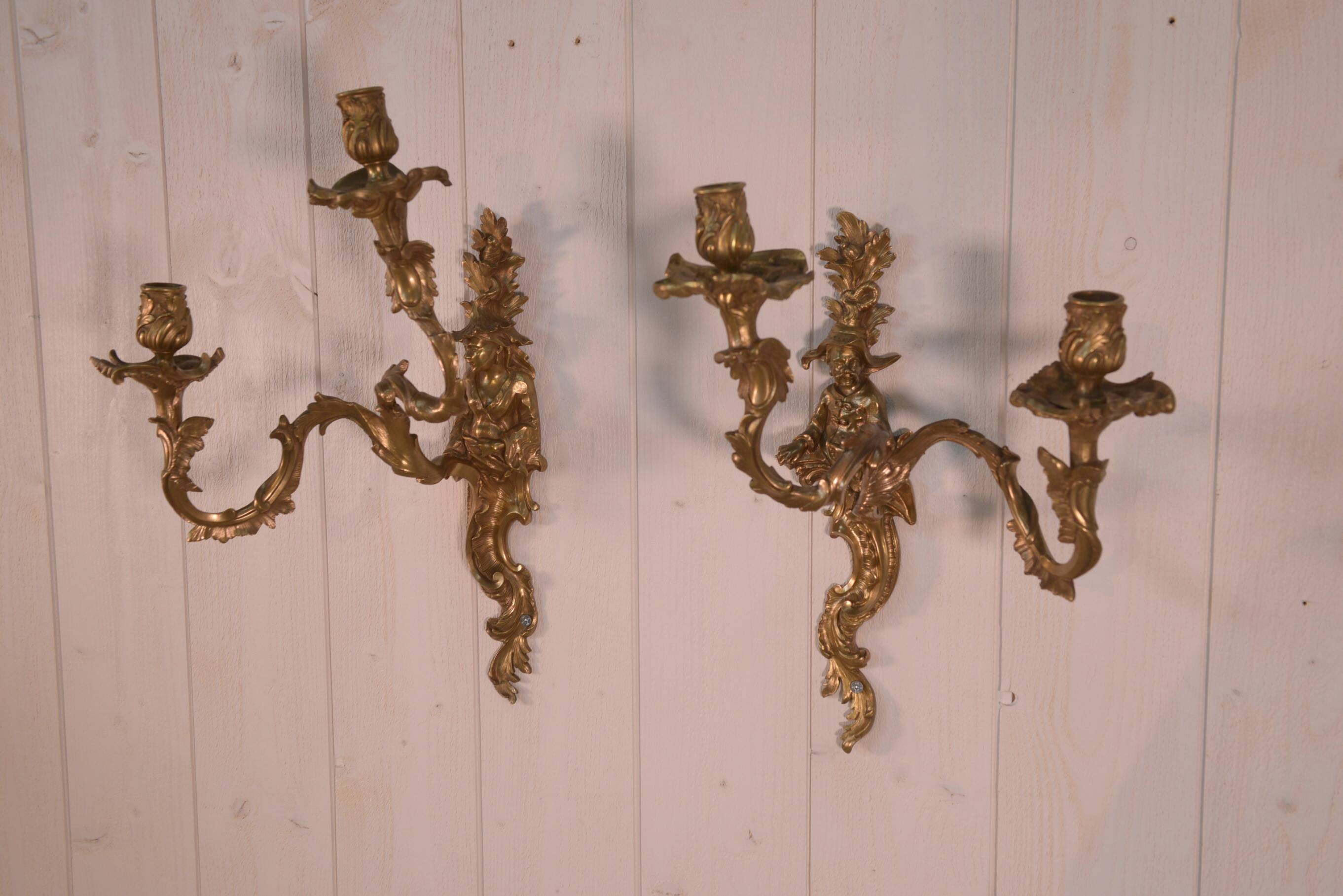 Pair of bronze sconces, mid-18th century