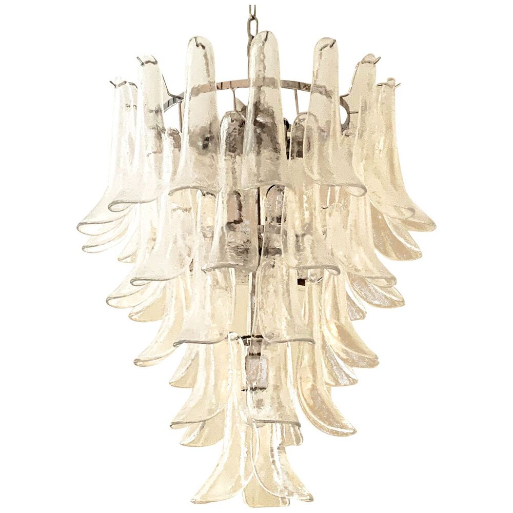 Transparent “selle” murano glass cascade chandelier