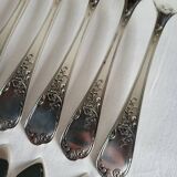 12 silver-plated metal fish cutlery pieces by Guildar, 24 pieces.