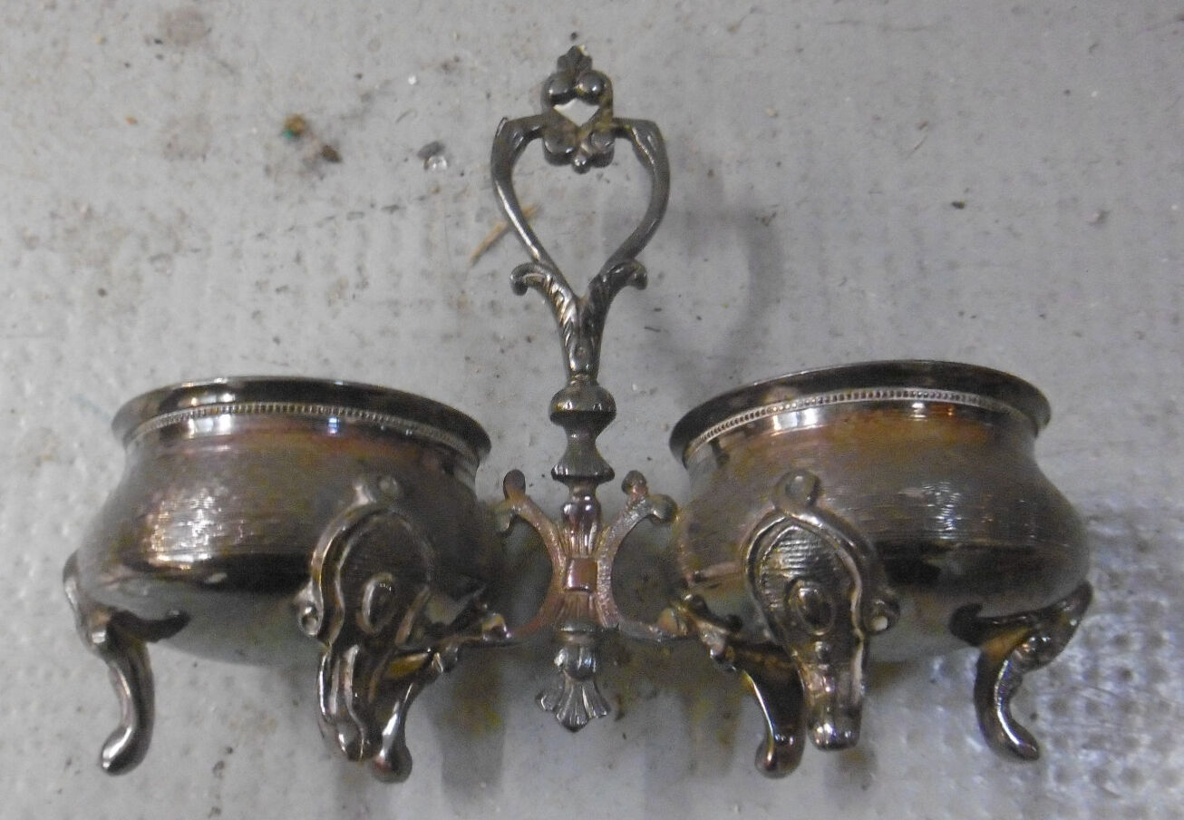 Silver metal table salters - boulenger paris hallmark