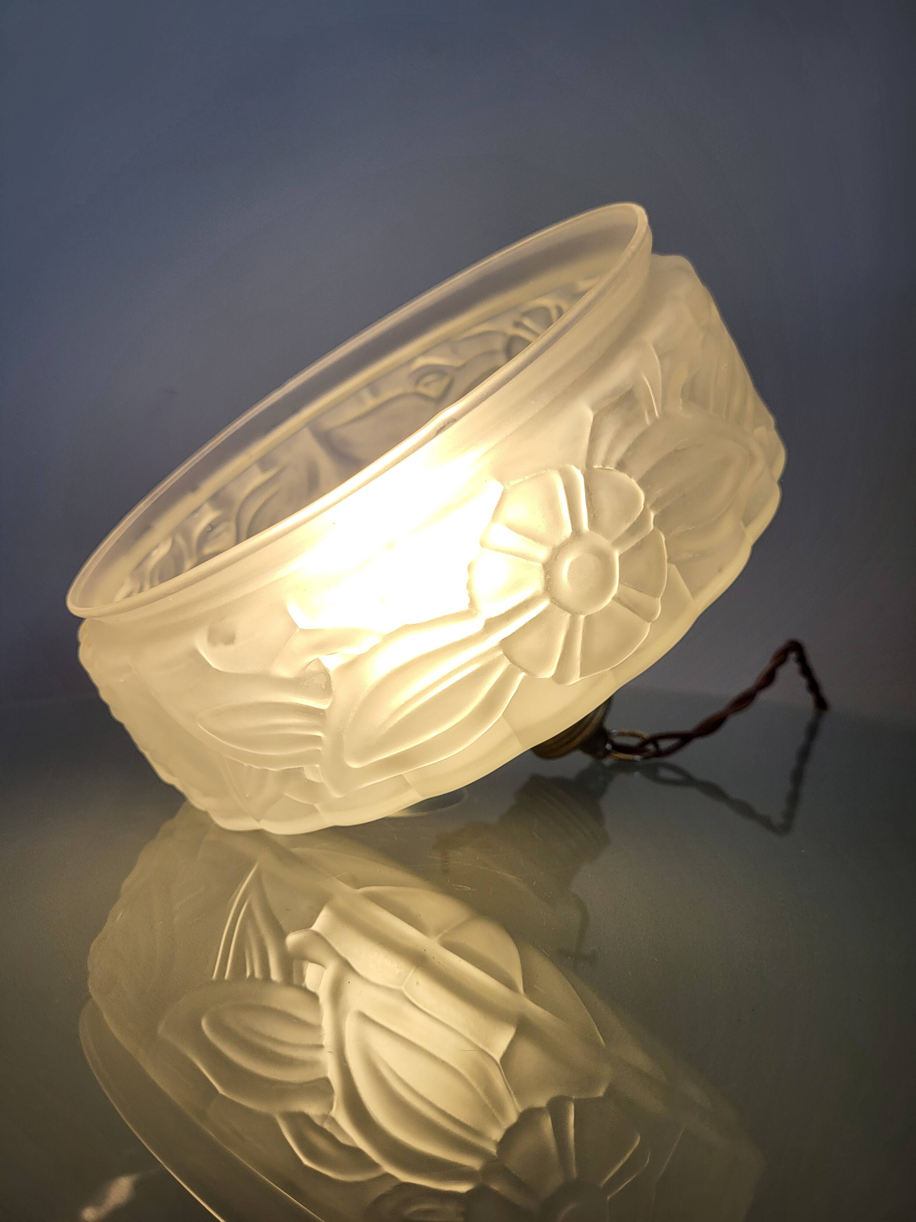 Lampe de plafond Art nouveau en persglas forgé avec décor floral, Frankrijk