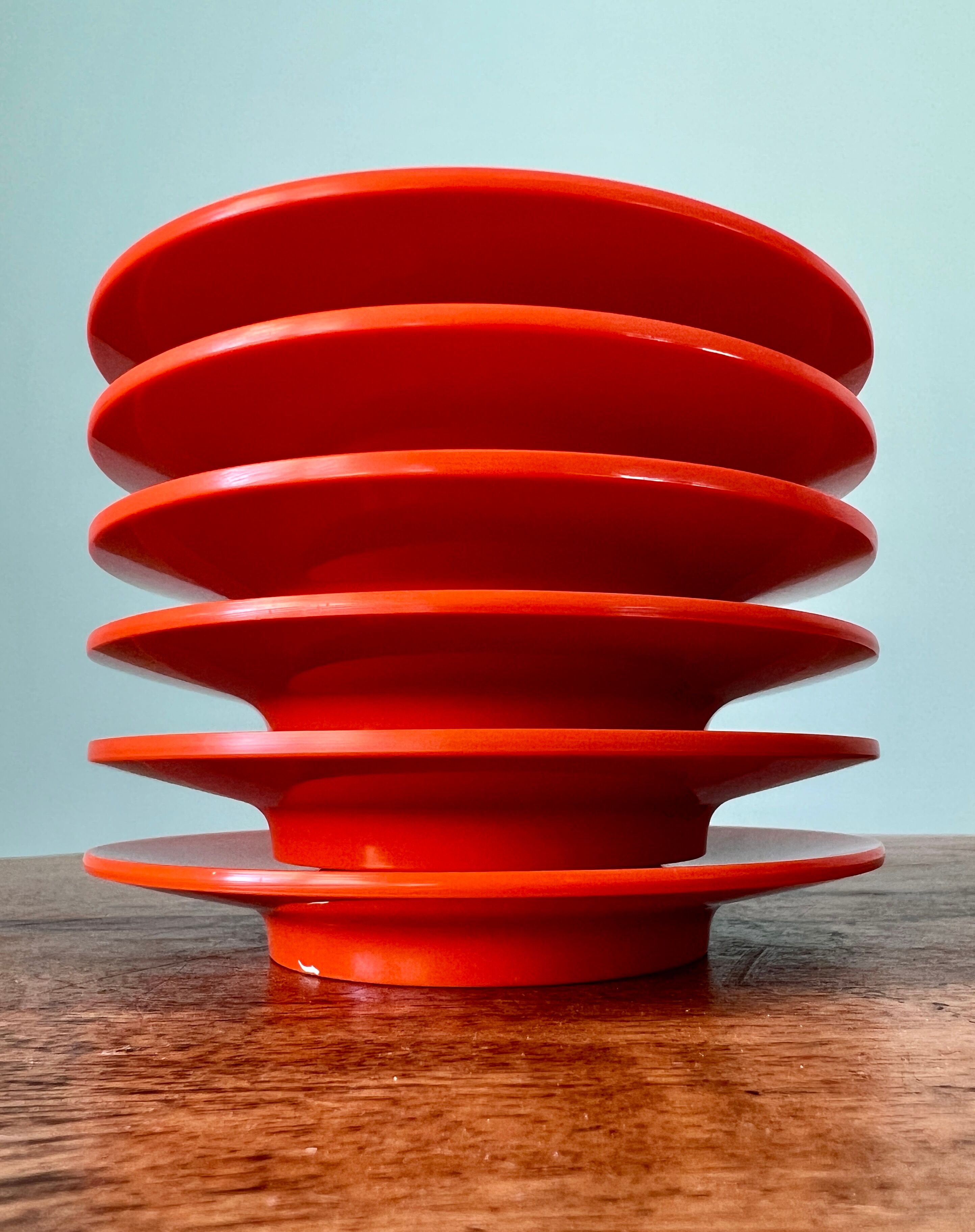 Rosti Mepal set of 6 orange egg cups, space age from Scandinavian design for apartment decoration