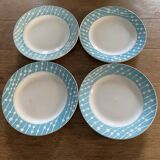 4 flat plates stamped Digoin Sarreguemines, Domremy model