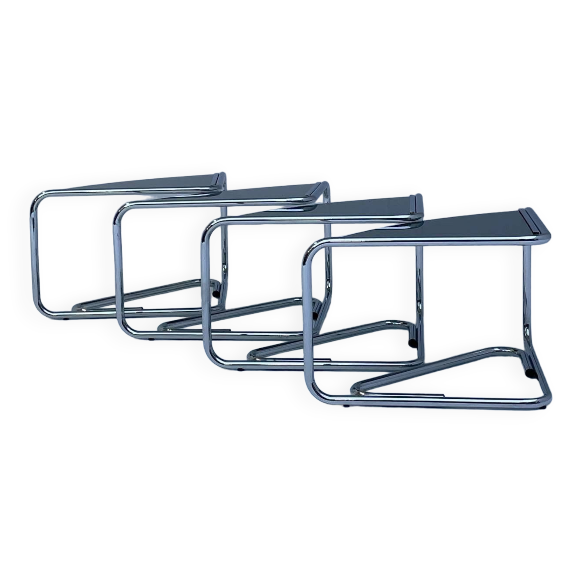 Italian modular coffee table in chrome and smoked glass