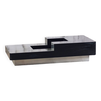 Table basse bar bois et acier 1980