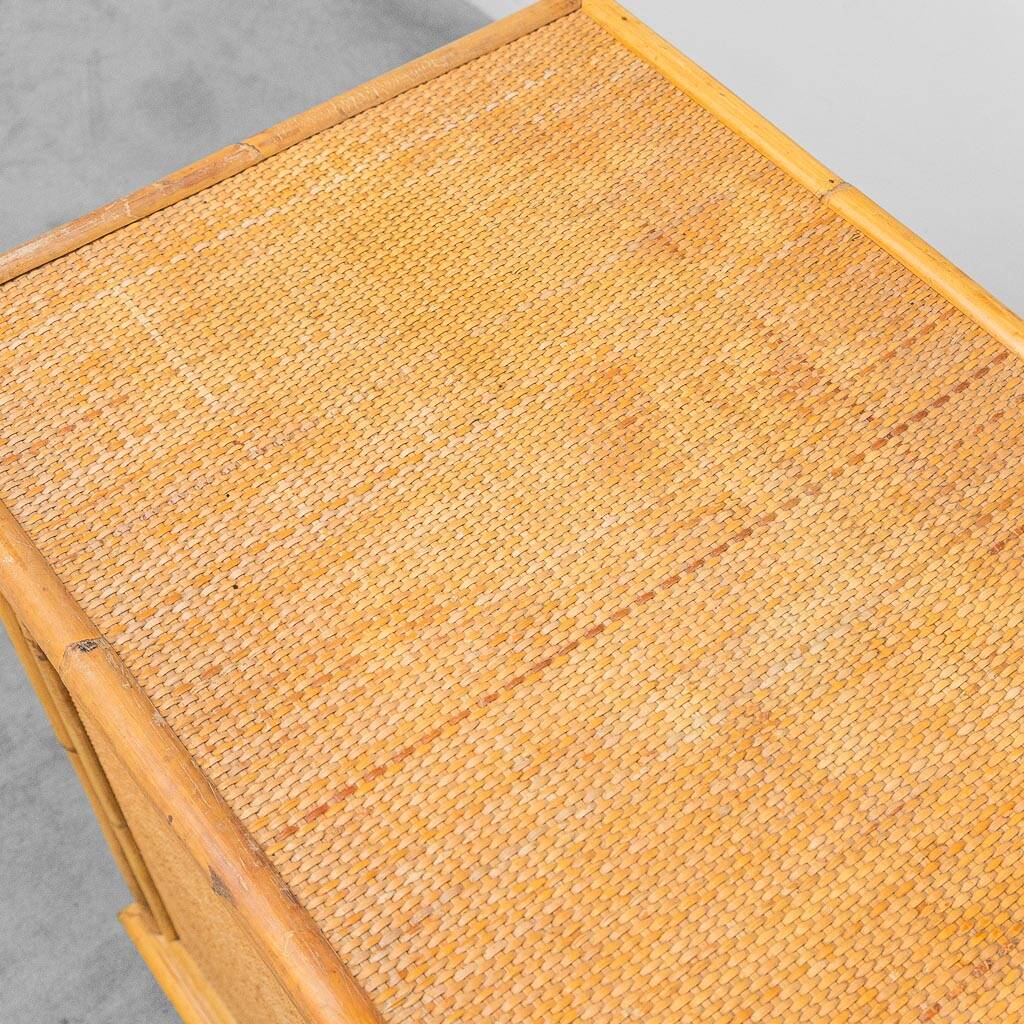 Bamboo and rattan sideboard 1970s vintage modernism