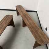 Pair of pine farm benches, 1950s