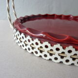 Serving tray in ceramic by Yvon Roy and metal from the 1950s
