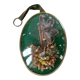 Frame medallion bouquet of dried natural flowers butterfly feather domed glass