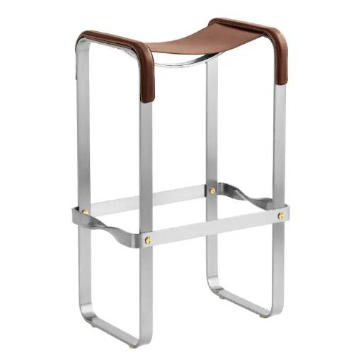 Brown and silver pair of stools without a backrest.