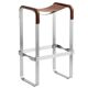 Brown and silver pair of stools without a backrest.