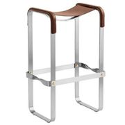 Brown and silver pair of stools without a backrest.