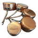 Set of 5 tinned copper pans