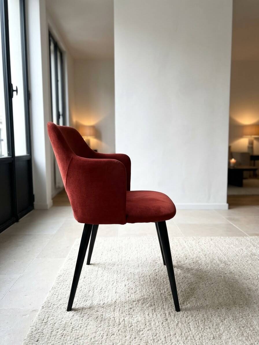 6 vintage red velvet chairs