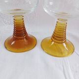 Set of 3 amber glass stemware