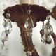 Pair French Vintage Bronze Double Wall Lights Assorted Crystal Drops 5352