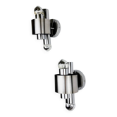 Pair of space age 2-light wall sconces, chromed metal, Italy, 1970s