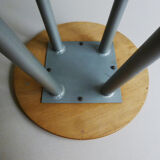 High stool in wood and metal