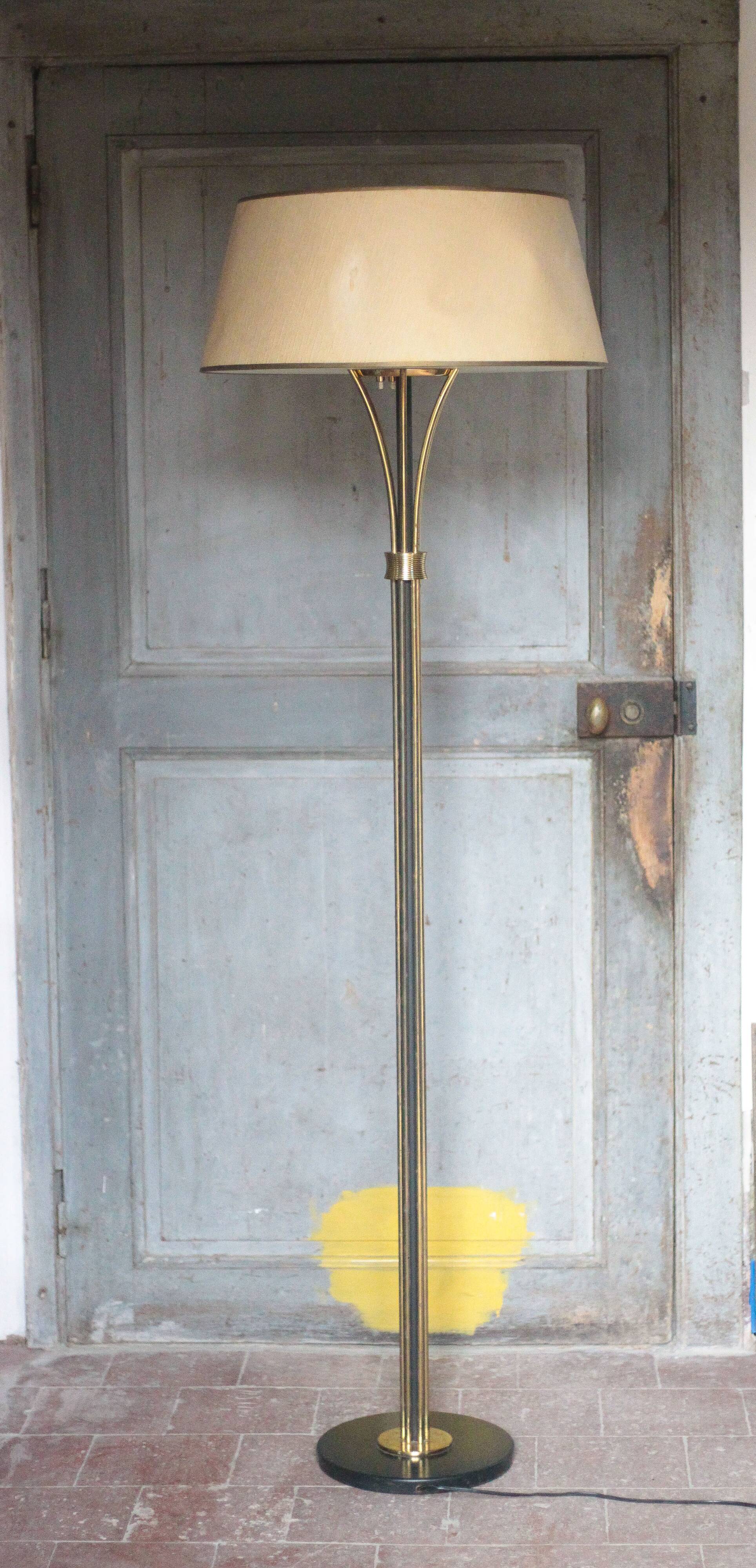 1950s floor lamp published by Maison Arlus, vintage standing lamp.