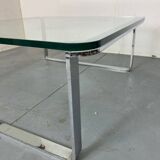 Table basse moderniste suisse en chrome, acier et verre de Strässle, années 1970