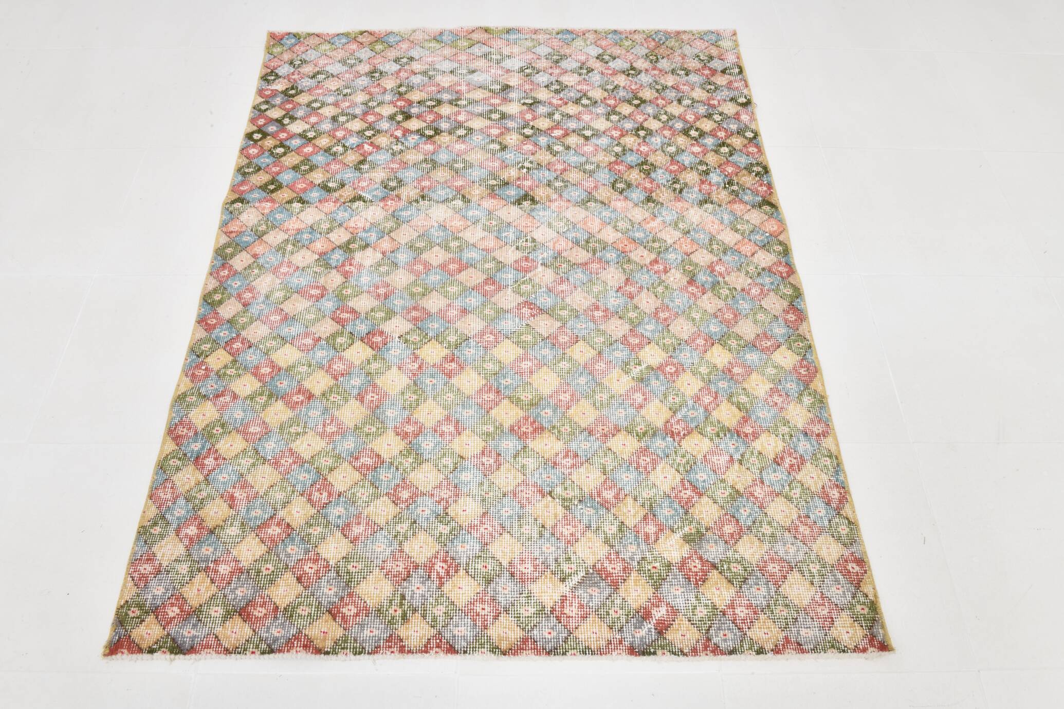 4x6 Vintage Geometric Style Multicolor Vintage Rug, 124x165Cm