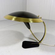 Lampe de bureau rare en laiton et verre des années 1950