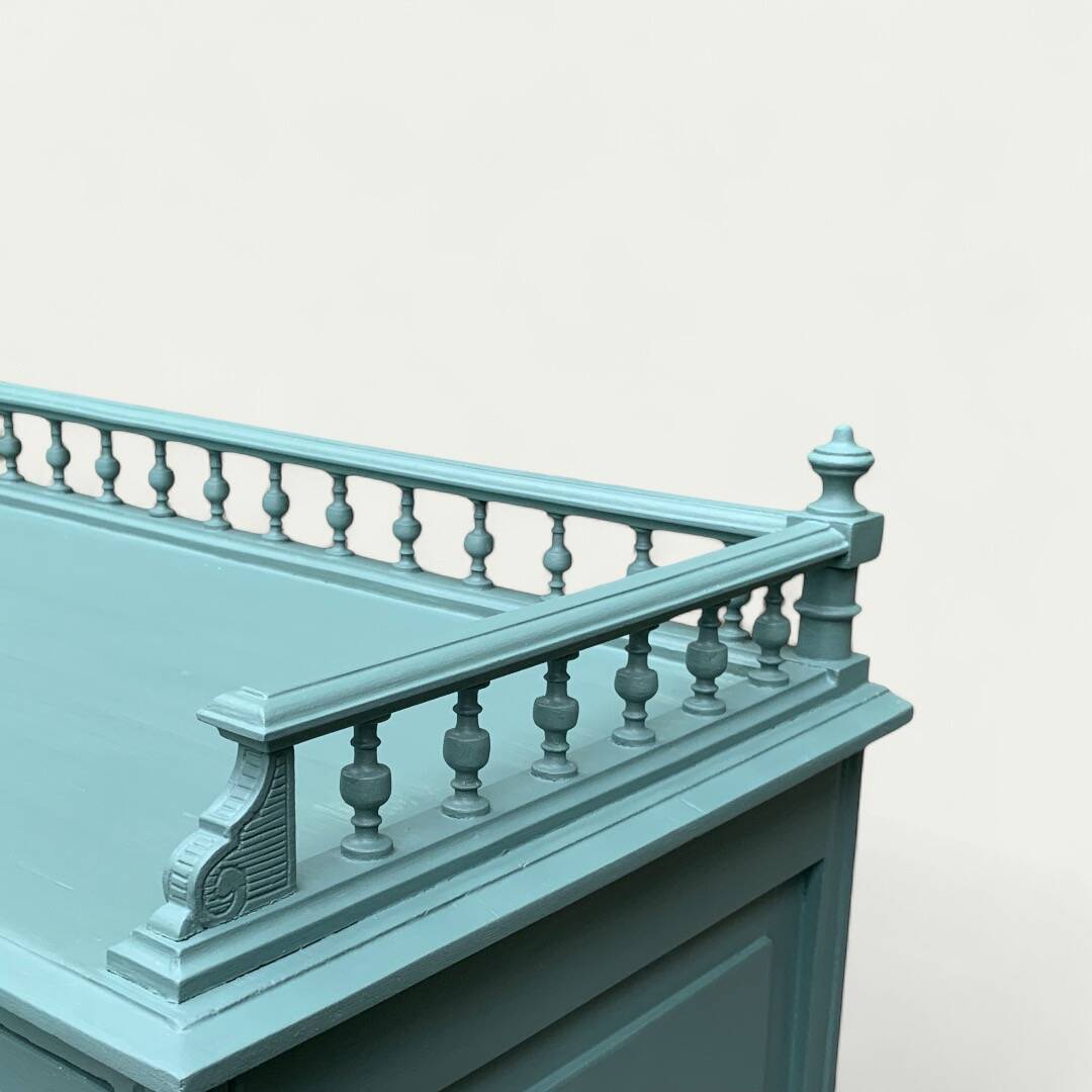Old grey green high chest of drawers H160