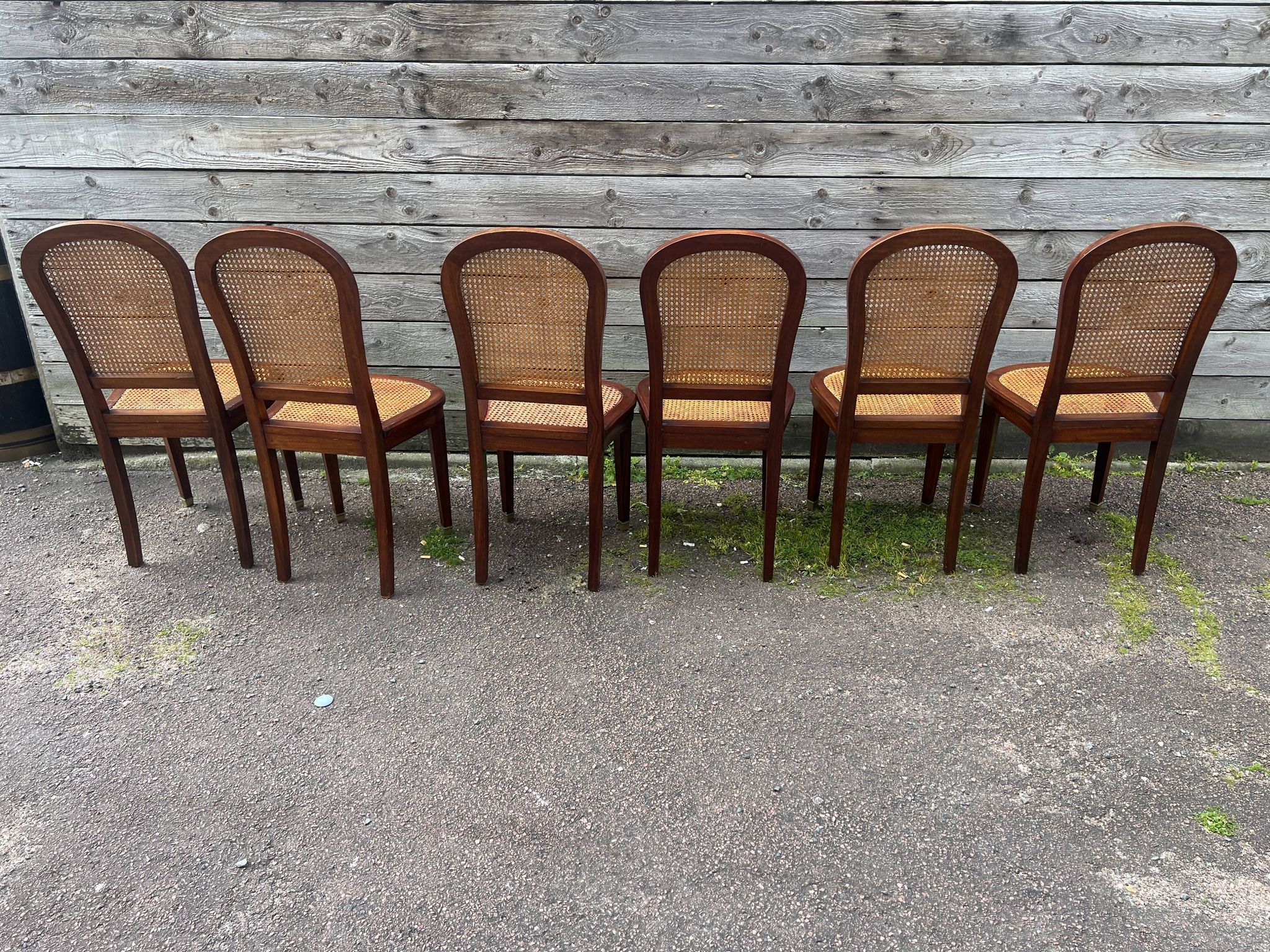 Six caned mahogany chairs, Art Deco, 20th century.