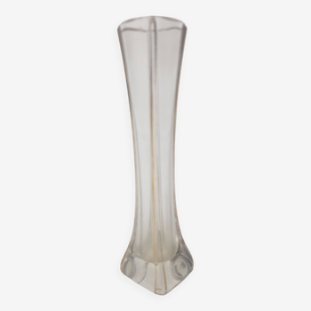 Petit soliflore en verre filet doré 16cm