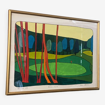 Painting Golf Annecy 1977 Pierre Wittmann